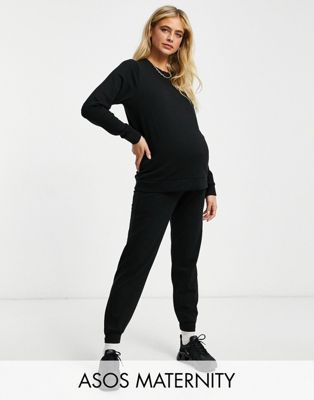 ASOS DESIGN Maternity tracksuit slim sweat / jogger in black  - ASOS Price Checker
