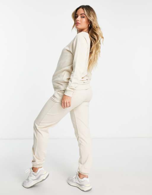 ASOS DESIGN Maternity tracksuit slim sweat / jogger in neutral - BEIGE, 4 of 4