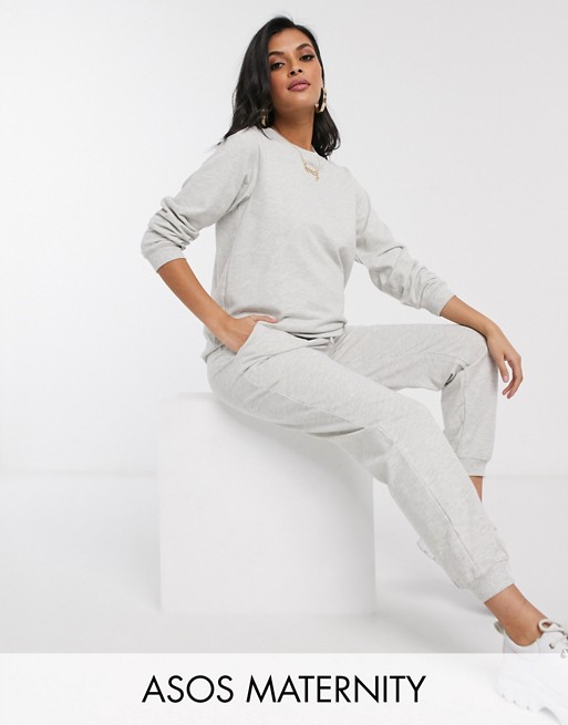 ASOS DESIGN Maternity tracksuit ultimate sweat / jogger with tie