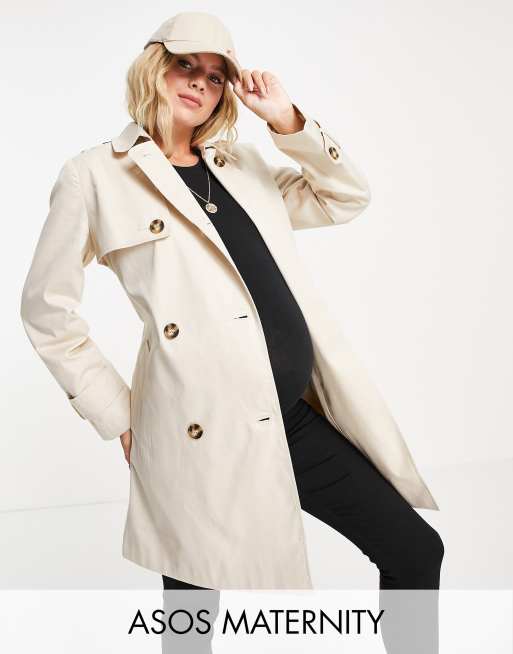 ASOS DESIGN Maternity trench coat in stone ASOS