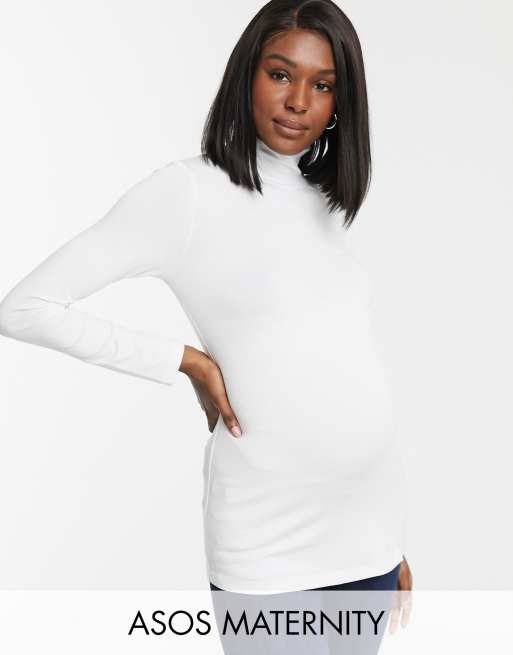 ASOS DESIGN turtleneck long sleeve top in white