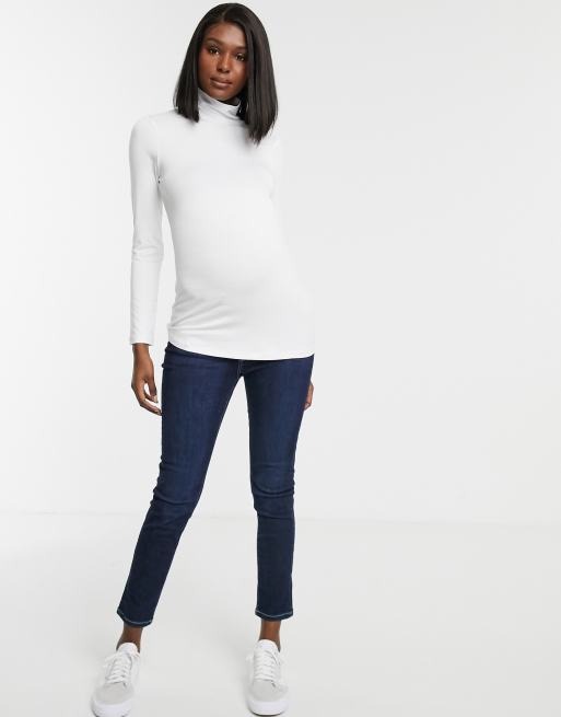 ASOS DESIGN turtle neck long sleeve top in white