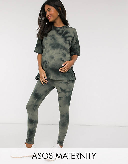 ASOS DESIGN Maternity two-piece legging in tonal tie dye