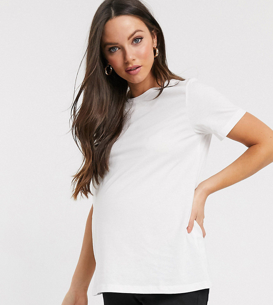 ASOS DESIGN Maternity - Ultiem T-shirt van biologisch katoen met ronde hals in wit