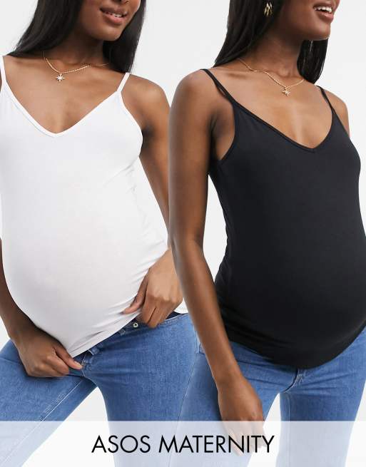 ASOS DESIGN Maternity nursing 2 pack t-shirt in black and white