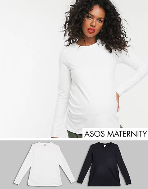 Asos Donna Abbigliamento Top e t-shirt T-shirt T-shirt a maniche lunghe ASOS DESIGN Maternity Confezione da 3 magliette slim fit a maniche lunghe 