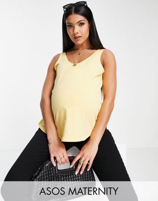 ASOS DESIGN Maternity ultimate cotton blend scoop neck vest in yellow - YELLOW - ASOS Price Checker