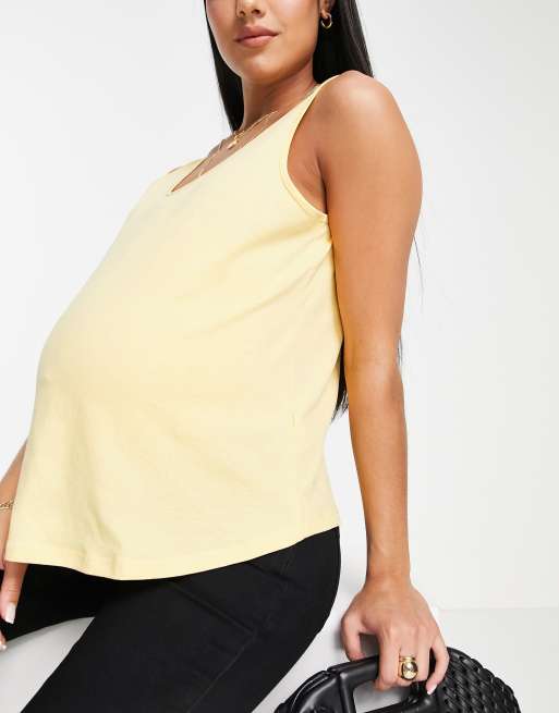 ASOS DESIGN Maternity ultimate cotton blend scoop neck vest in yellow - YELLOW, 4 of 4