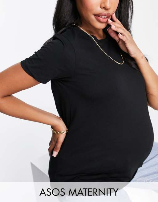 ASOS DESIGN Maternity ultimate cotton t-shirt with crew neck in black - BLACK