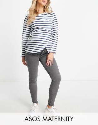 ASOS DESIGN Maternity - Ultimate - Eng geschnittene Jeans in Grau