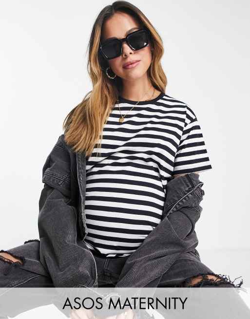ASOS DESIGN Maternity - Ultimate - Gestreept T-shirt in marineblauw en wit