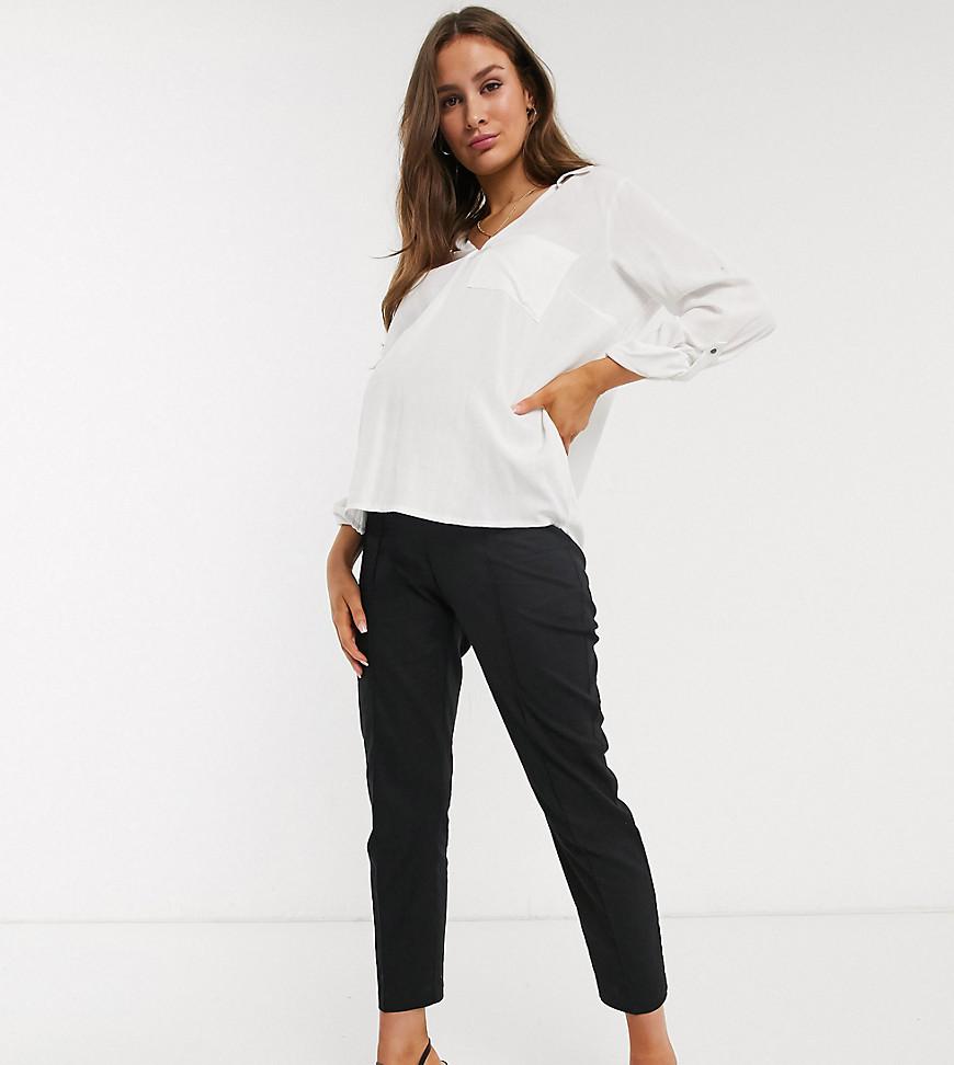 ASOS DESIGN Maternity ultimate linen cigarette trousers-Black