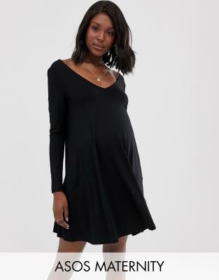 Long sleeve swing clearance dress with pockets