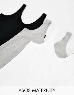 ASOS DESIGN Maternity ultimate vest with scoop neck in cotton blend 3 pack SAVE - MULTI - ASOS Price Checker