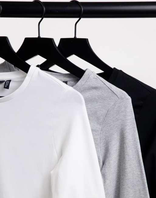 ASOS DESIGN Maternity - Ultimate - Lot de 3 t-shirts ajustés à manches longues en coton - ÉCONOMIE - MULTI, 4 de 4