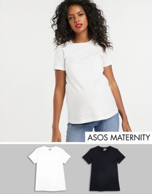 ASOS DESIGN Maternity ultimate organic cotton crew neck t-shirt 2 pack SAVE-Multi
