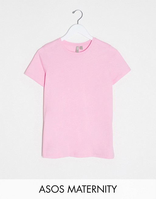 ASOS DESIGN Maternity ultimate cotton crew neck t-shirt in pink