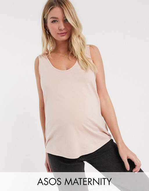 ASOS DESIGN Maternity ultimate cotton scoop neck vest in pink