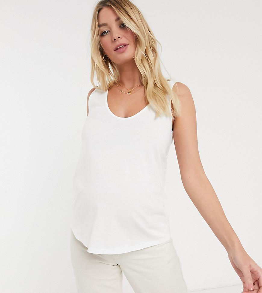 ASOS DESIGN Maternity ultimate organic cotton scoop neck vest in white