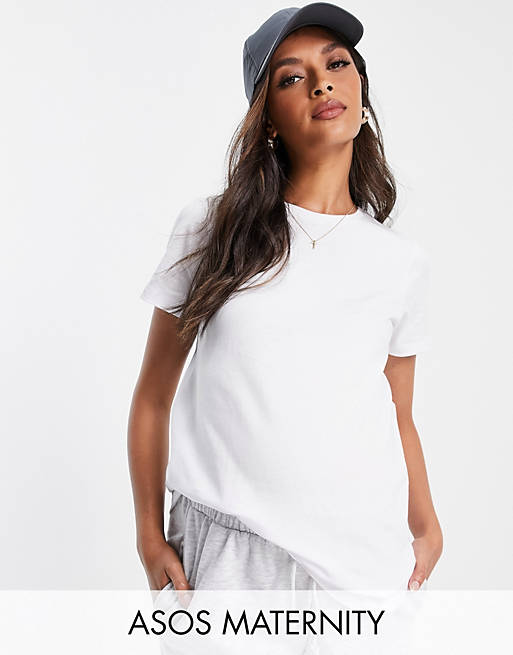ASOS DESIGN Maternity ultimate organic cotton t-shirt with crew neck in white