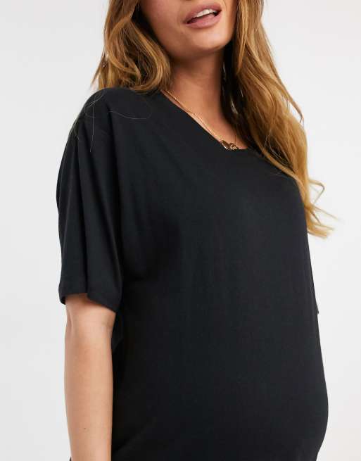 ASOS DESIGN Maternity ultimate oversized t-shirt in black, 3 of 4