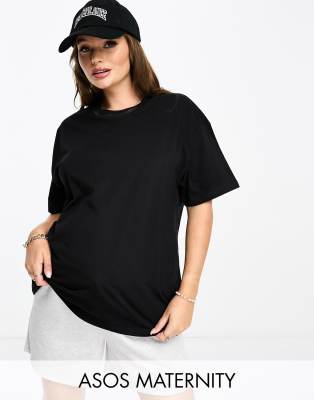 ASOS DESIGN Maternity - Ultimate -Oversized-T-Shirt in Schwarz