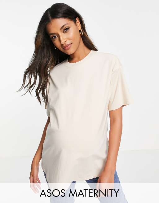 ASOS DESIGN Maternity ultimate oversized t shirt in stone