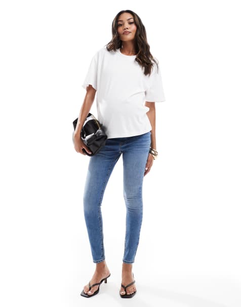 ASOS DESIGN Maternity ultimate skinny jean in mid blue - view 1