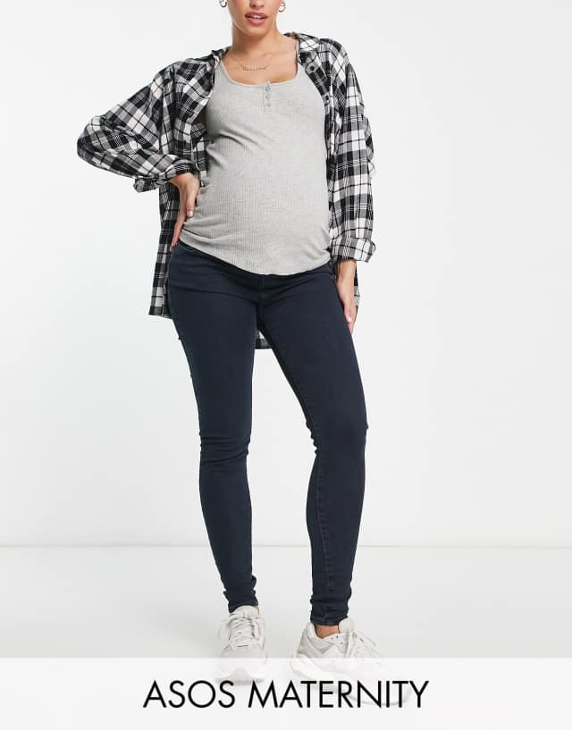 ASOS DESIGN Maternity ultimate skinny jeans in blue black