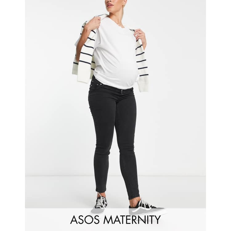 ASOS DESIGN Maternity ultimate skinny jeans in washed black with over the bump band