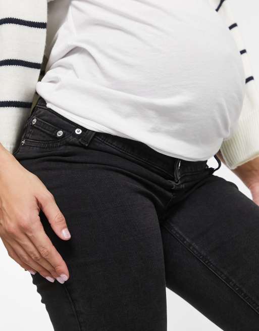 ASOS DESIGN Maternity ultimate skinny jeans in washed black with over the bump band, 2 of 4