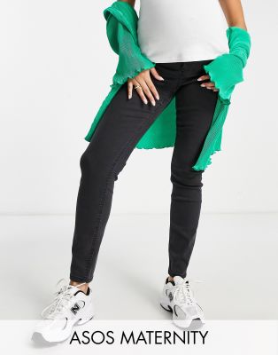 Asos Maternity Asos Design Maternity Ultimate Skinny Jeans In Washed Black With Over The Bump Waistband