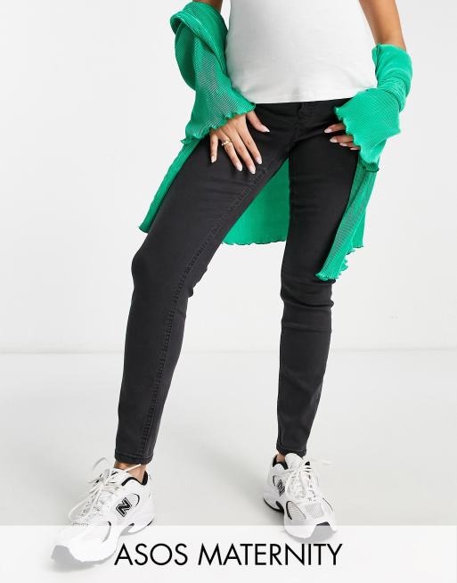 ASOS DESIGN Maternity ultimate skinny jeans in washed black with over the bump waistband 