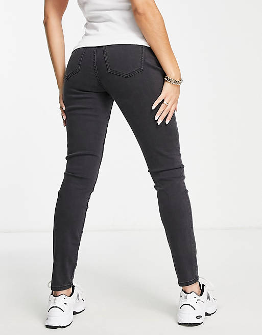 ASOS DESIGN Maternity ultimate skinny jeans in washed black with over the bump  waistband | ASOS