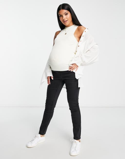 ASOS DESIGN Maternity ultimate skinny jeans in washed black with