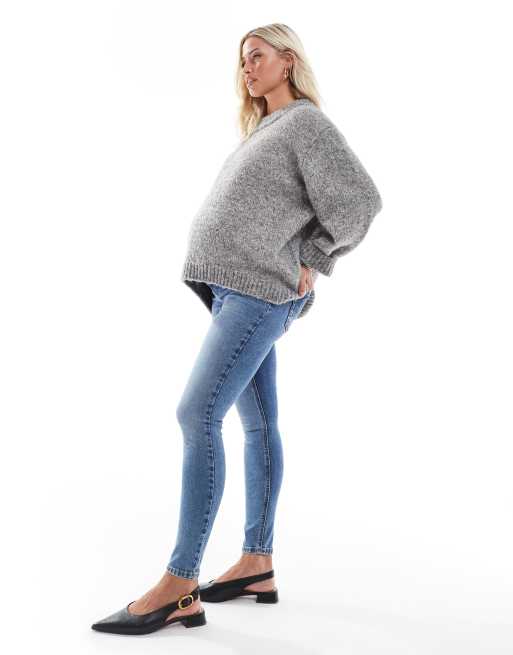 ASOS DESIGN Maternity - Ultimate skinny jeans met in middenblauw, 3 van 5