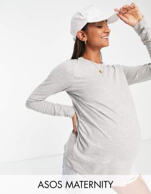 Maternity Full Sleeves T-Shirt- Grey