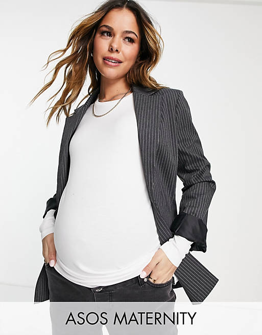 ASOS DESIGN Maternity ultimate slim fit t-shirt with long sleeves in cotton in white - WHITE