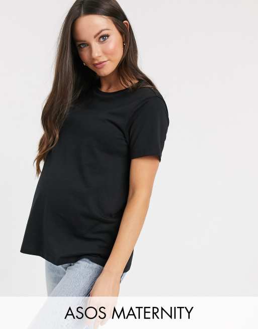 ASOS DESIGN Maternity - Ultimate - Sort T-shirt med rund hals i bomuld - BLACK
