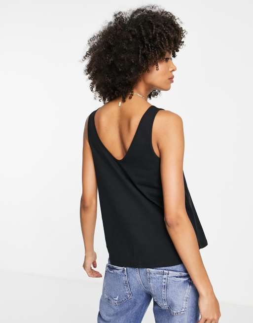 ASOS DESIGN Maternity – Ultimate – Svart linne i bomull med djup halsringning - SVART, 4 av 4