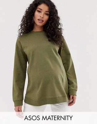 ASOS DESIGN Maternity - Ultimate - Sweatshirt in kaki-Groen