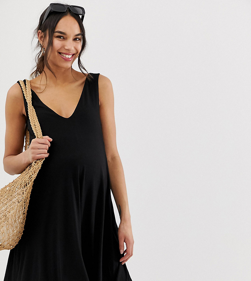 ASOS DESIGN Maternity ultimate swing dress with concealed pockets-Black