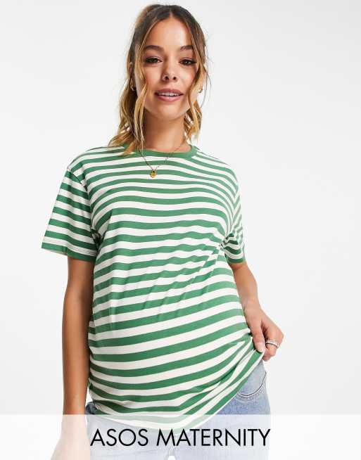 ASOS DESIGN Maternity - Ultimate - T-shirt à rayures - Vert et crème