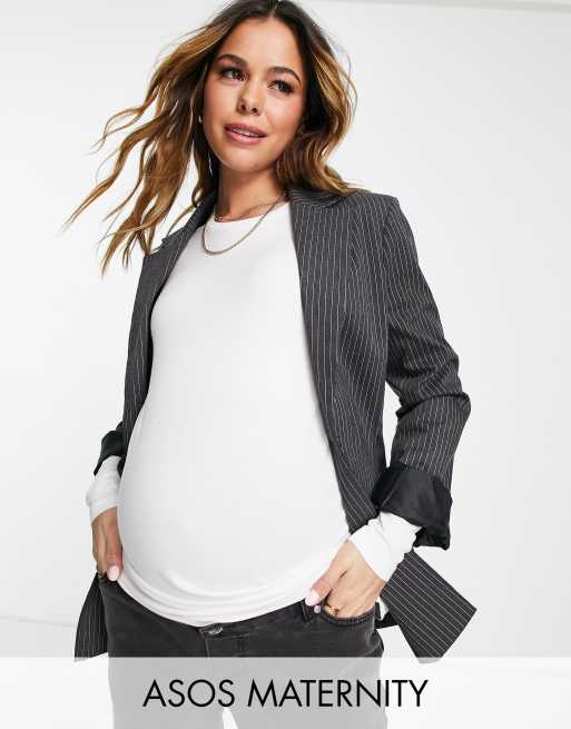 ASOS DESIGN Maternity - Ultimate - T-shirt ajusté à manches longues en coton - Blanc - WHITE