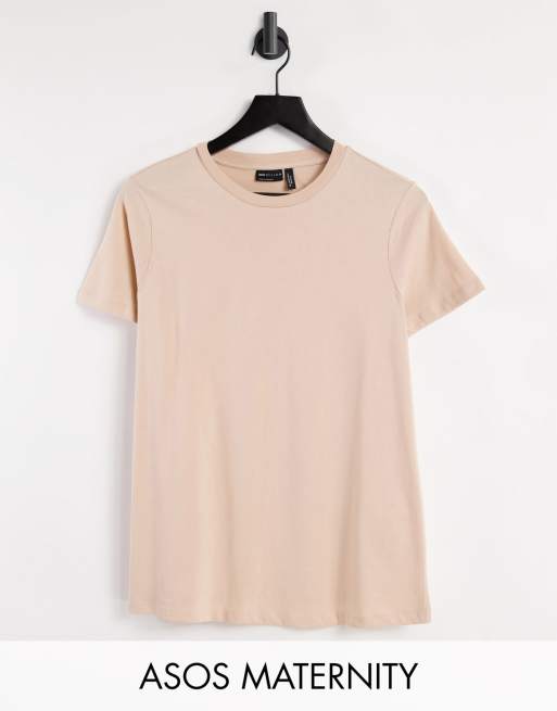 ASOS DESIGN Maternity Ultimate T Shirt aus Baumwolle mit Rundhalsausschnitt in der Farbe Cosmetic PINK ASOS