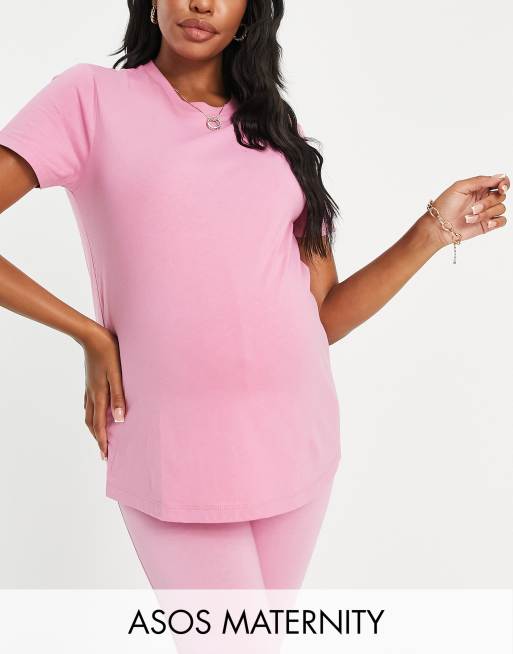 ASOS DESIGN Maternity Ultimate T Shirt aus Baumwollmix in Rosa mit Rundhalsausschnitt PINK ASOS