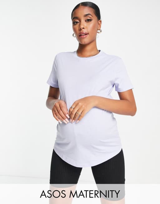 ASOS DESIGN Maternity - Ultimate - T-shirt girocollo in misto cotone celeste - LBLUE