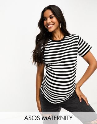 ASOS DESIGN Maternity ultimate t-shirt in black and white stripe - ASOS Price Checker