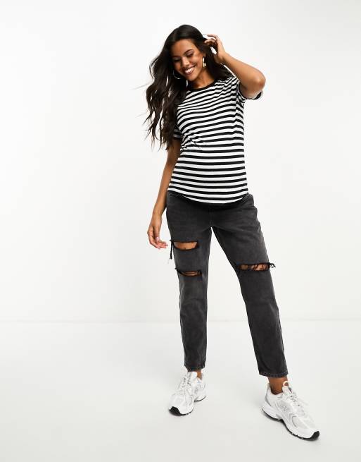 ASOS DESIGN Maternity ultimate t-shirt in black and white stripe, 3 of 4