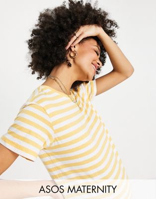ASOS DESIGN Maternity ultimate t-shirt in marigold and white stripe